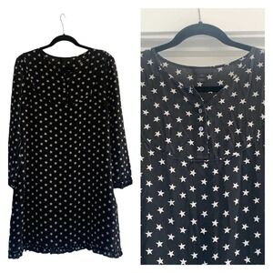 J. Crew 100% Silk Star Print Long Sleeve Dress